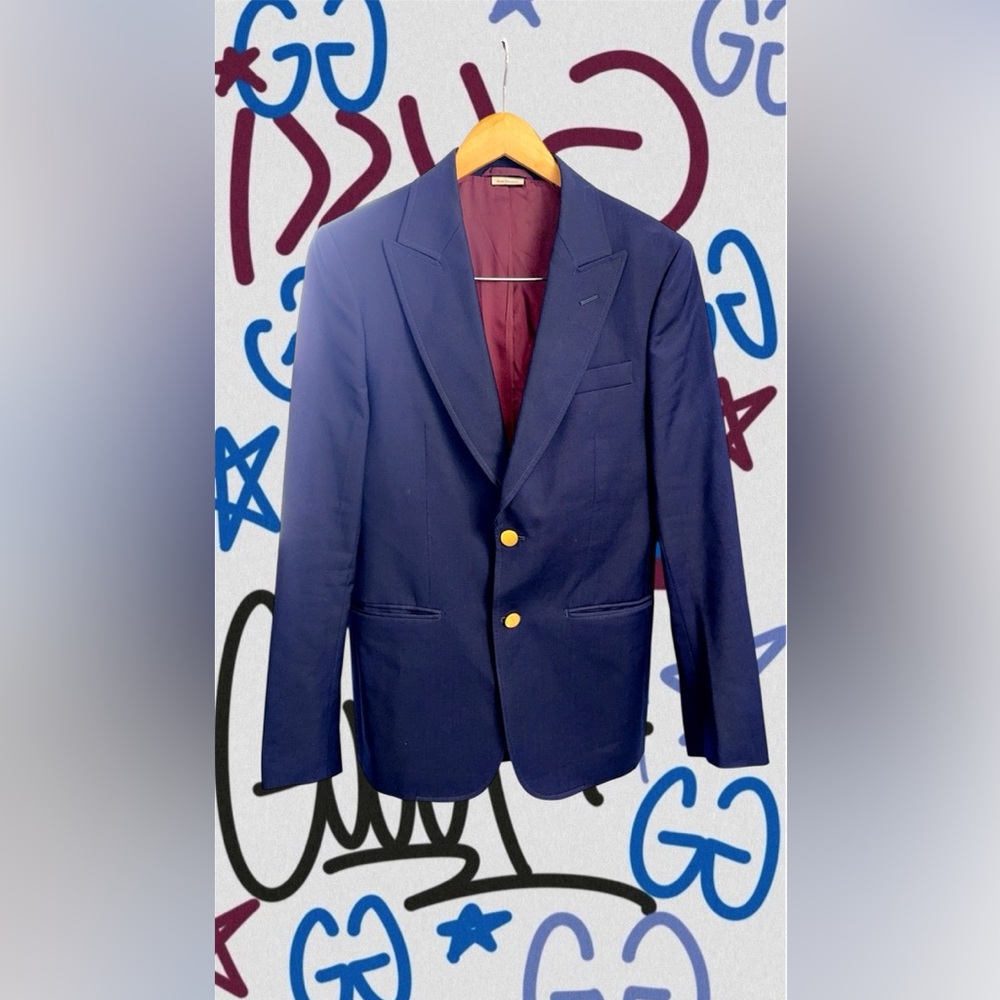Women’s Gucci Navy Blazer with Gold Accents